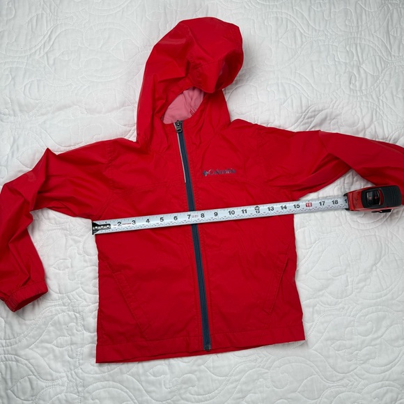 Columbia Kids‎ Red 100% Nylon Hooded Full Zip Windbreaker Jacket XXS 4/5 NWOT - Picture 8 of 8